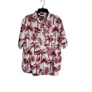 H&M Men's Red Palms Short Sleeve Button-Down Cotton Shirt M